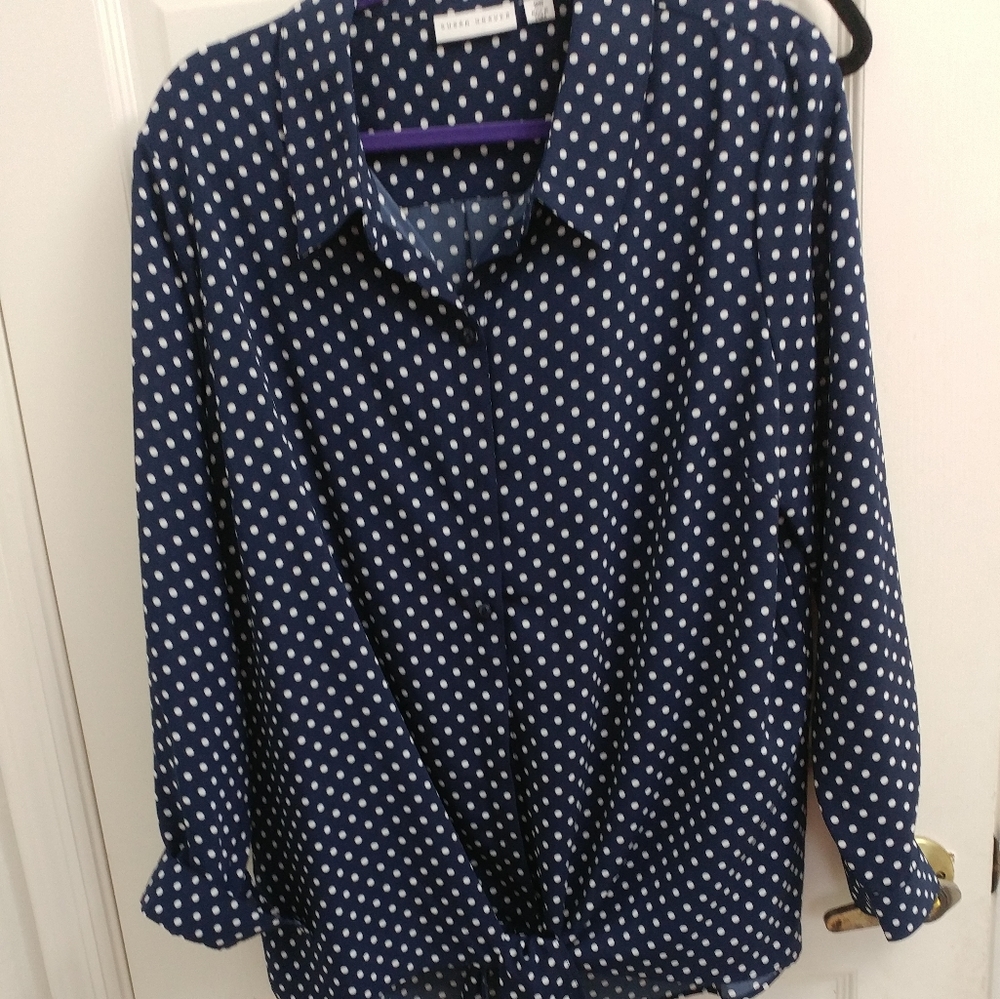 Long sleeve polka dot blouse 18W